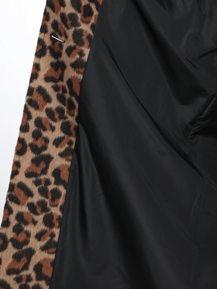 Пальто однобортное с леопардовым принтом